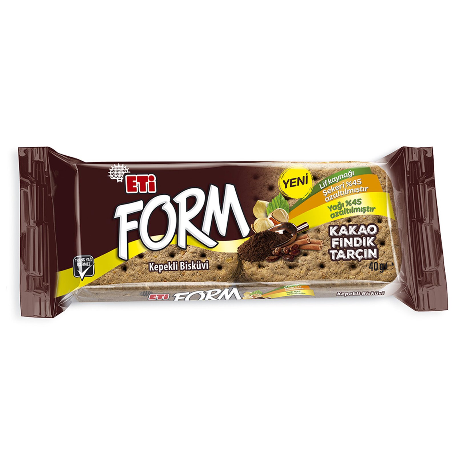 Eti Form Kakaolu Fındıklı Kepekli Bisküvi 40Gr