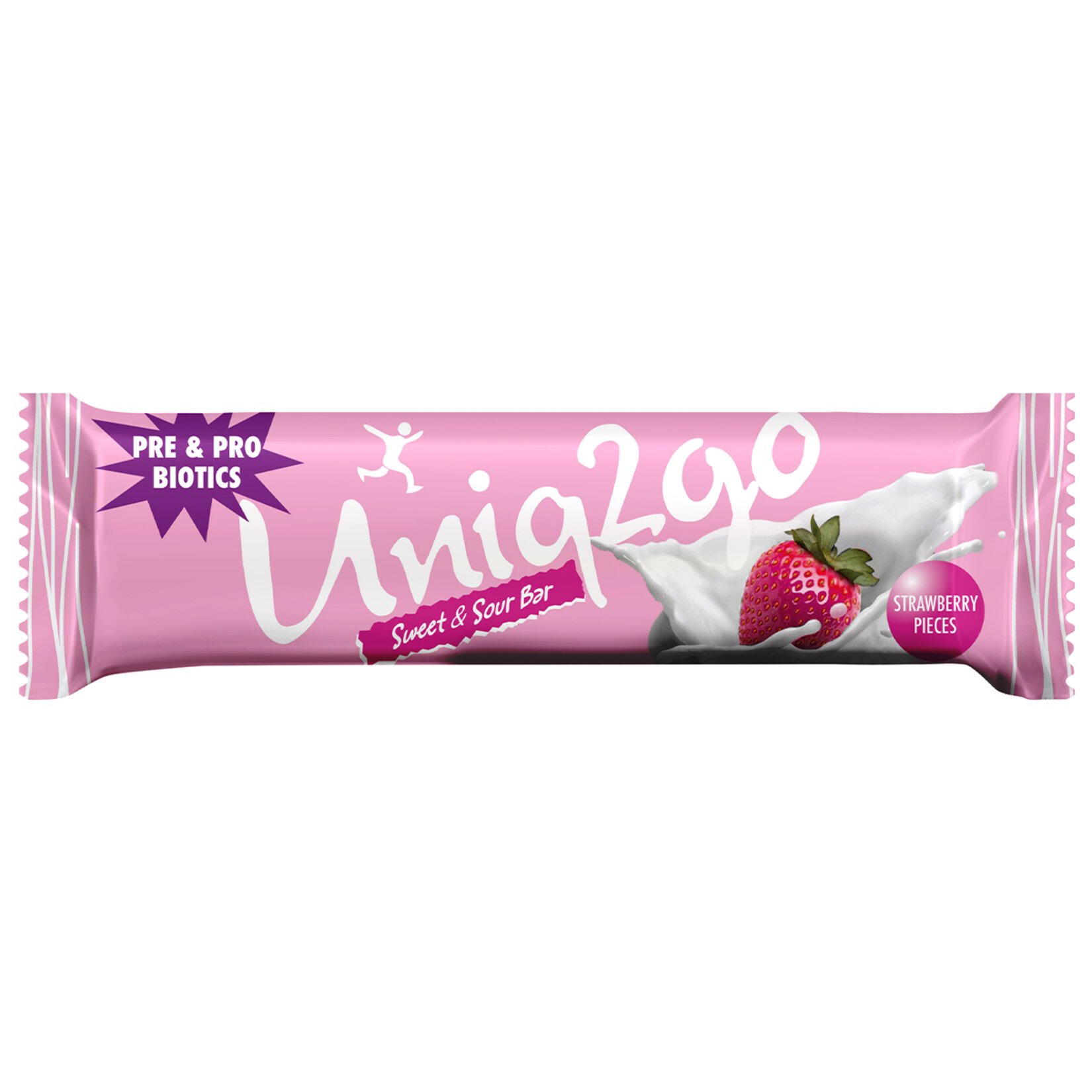 Uniq2go Tatlı Ekşi Çilekli Pre-Probiyotik Bar 38 Gr