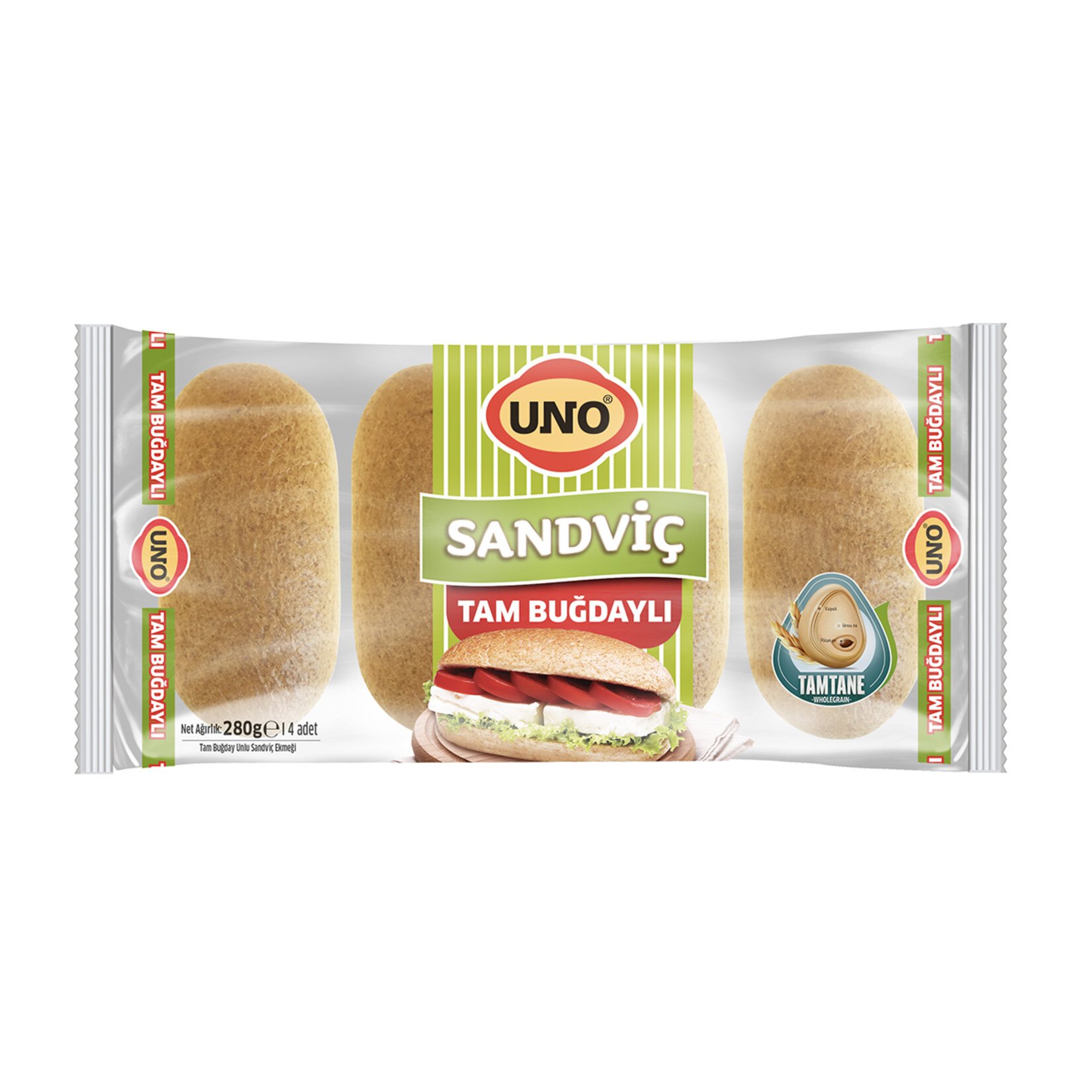 Uno Tam Buğday Unlu Sandviç Ekmeği 280 Gr