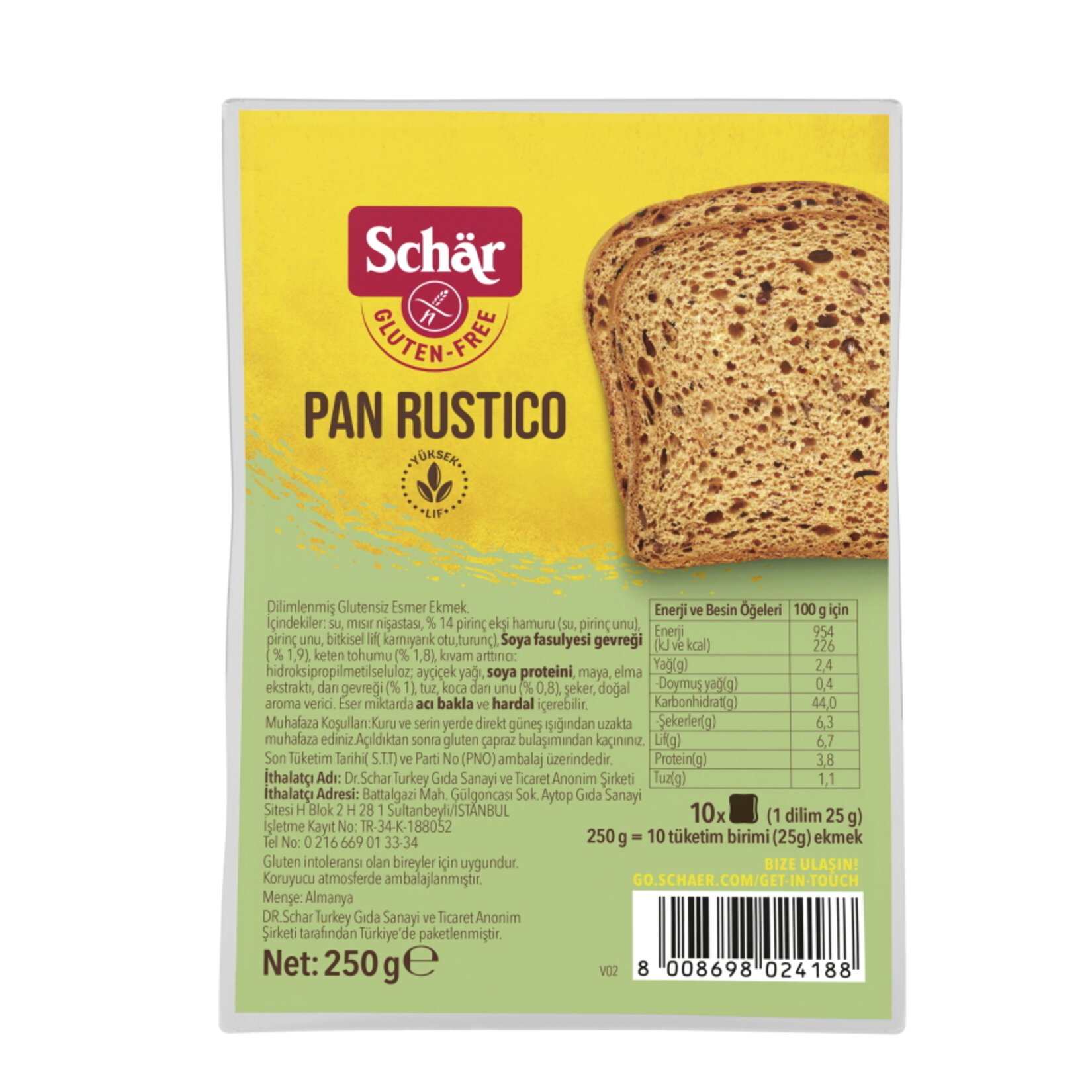 Schar Pan Rustico Lifli Ekmek 250 Gr