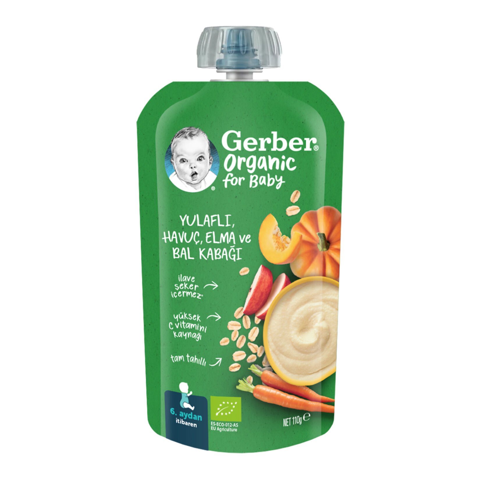 Gerber Organik Yulaf Havuç Elma Bal Kabağı Püresi 110 Gr