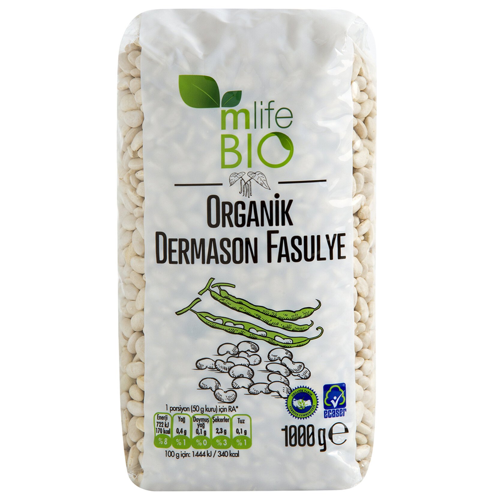 M Life Bio Organik Dermason Fasulye 1000 Gr