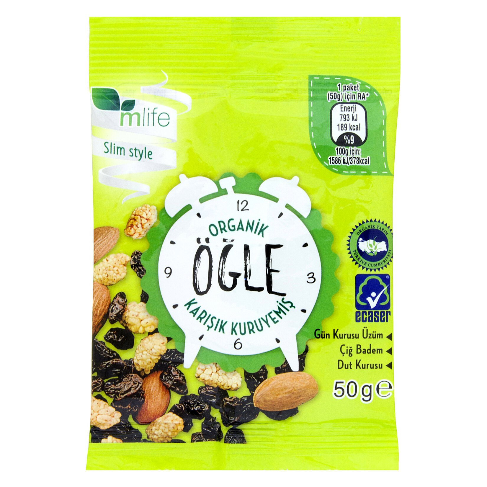 M Life Organik Kuruyemiş Öğlen 50 GR