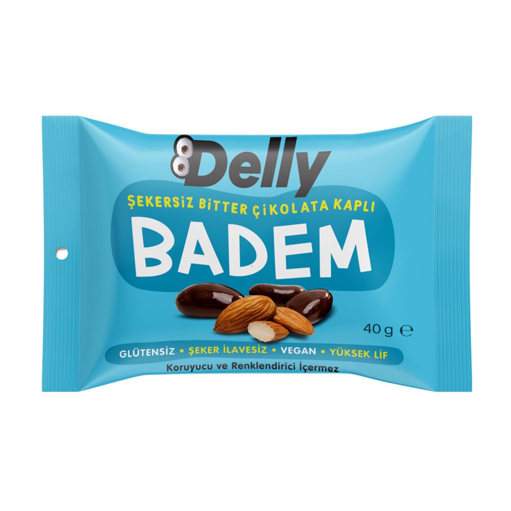 Delly Şekersiz Çikolata Kaplı Badem 40 Gr