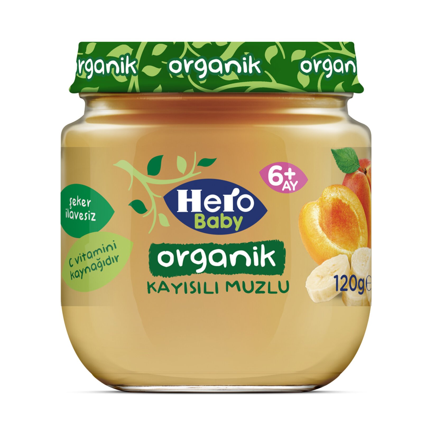 Hero Baby Organik Kayısı Muz Püreli Kavanoz Mama 120 Gr