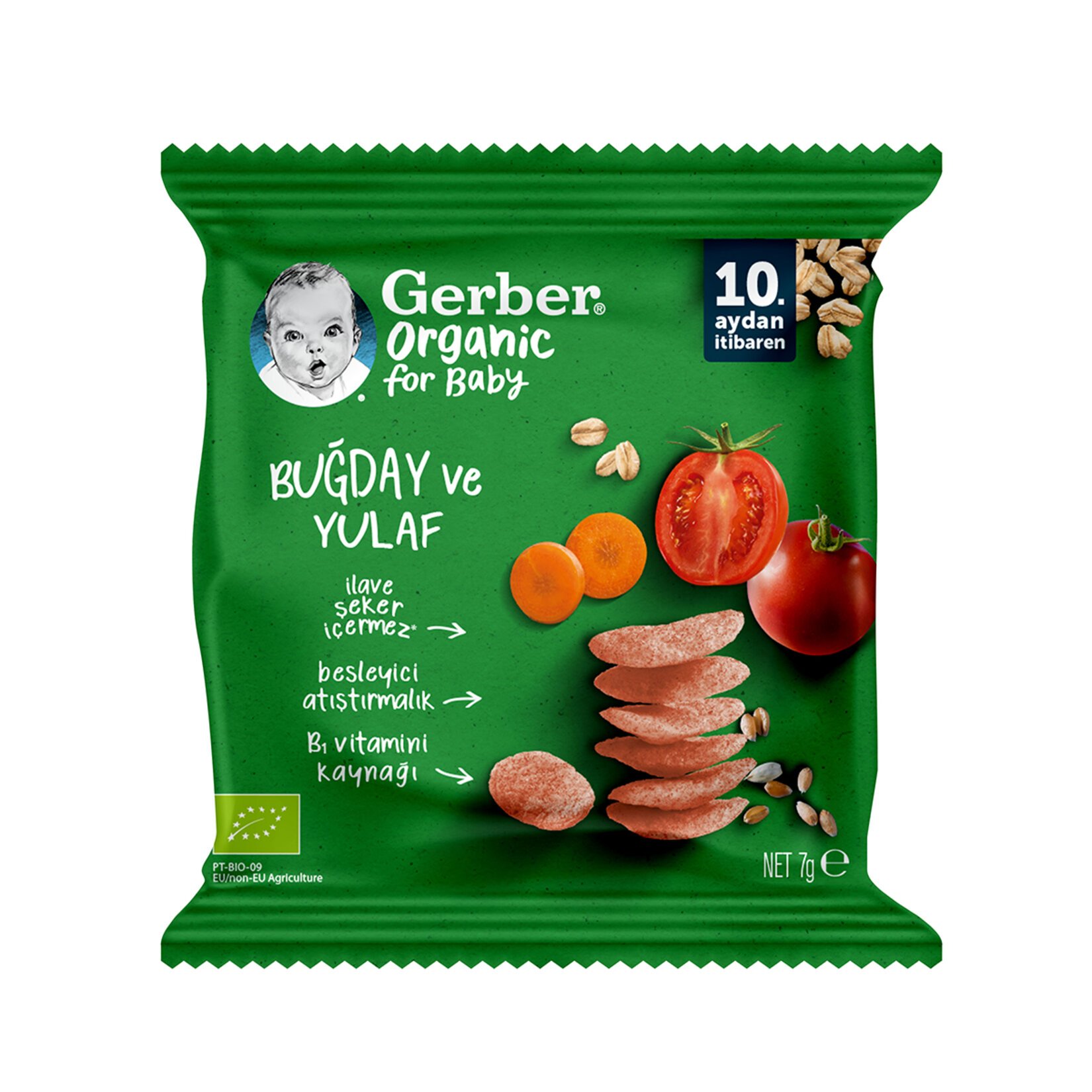 Gerber Organik Buğday Ve Yulaflı Bebek Atıştırmalık 7 Gr