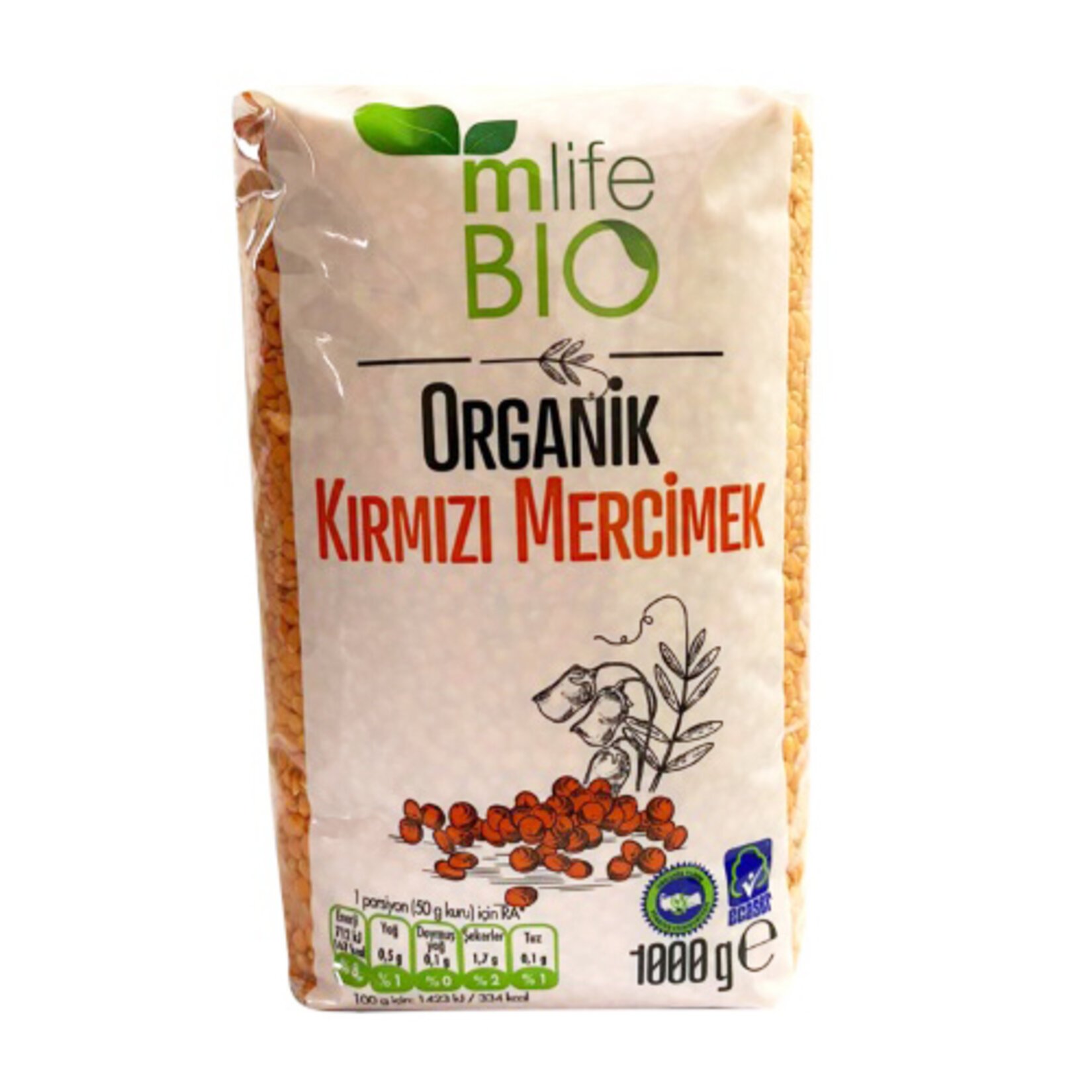 M life Bio Organik Kırmıız Mercimek 1Kg