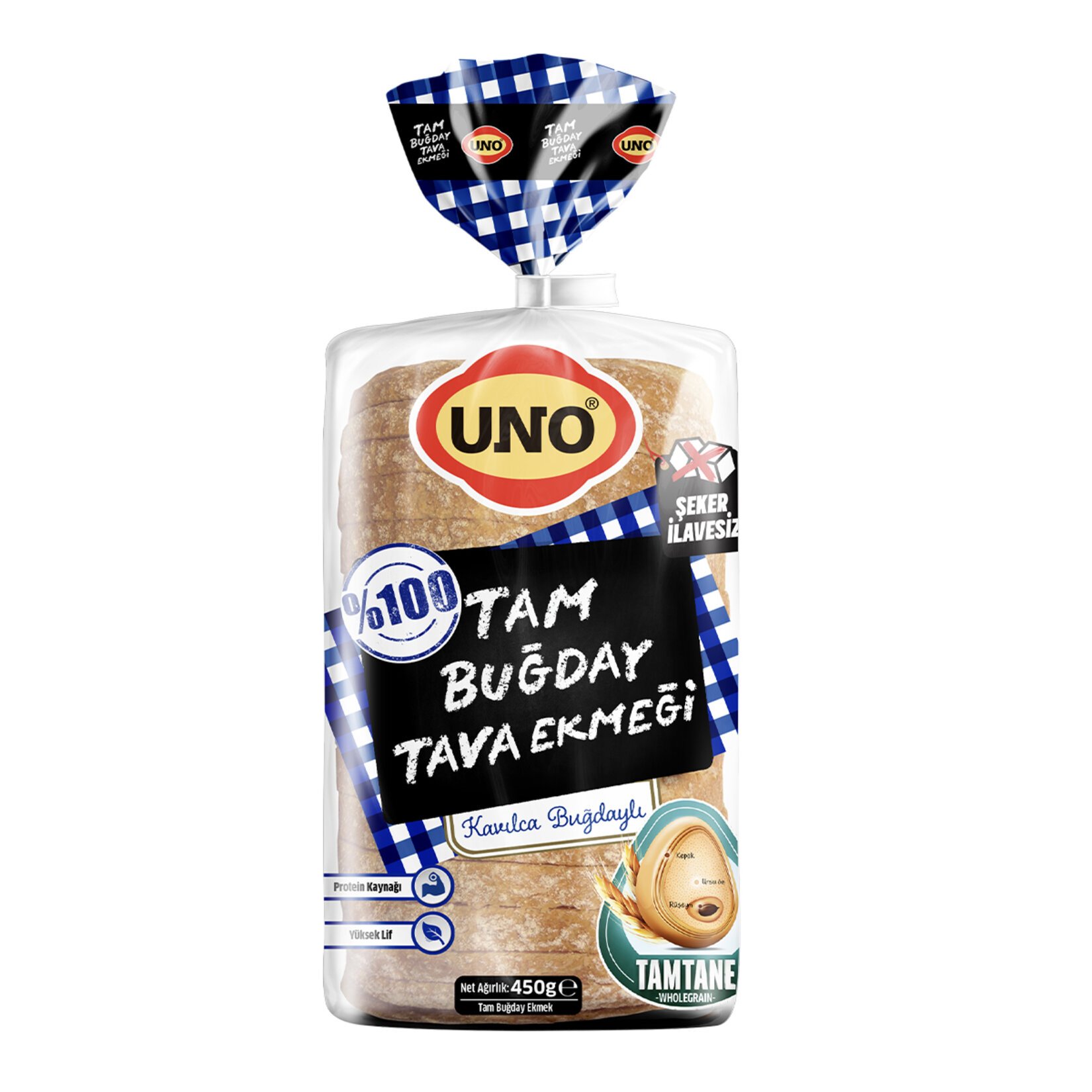 Uno %100 Tam Buğday Tava Ekmeği 450 Gr